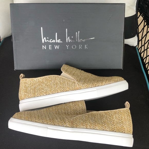 NICOLE MILLER Tonnille Raffia Slip On Sneakers 9 NIB - Picture 2 of 14